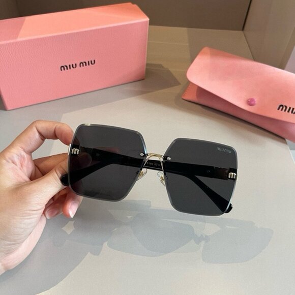 Miu Miu Black Square Sunglasses with Gold Detail main image 4